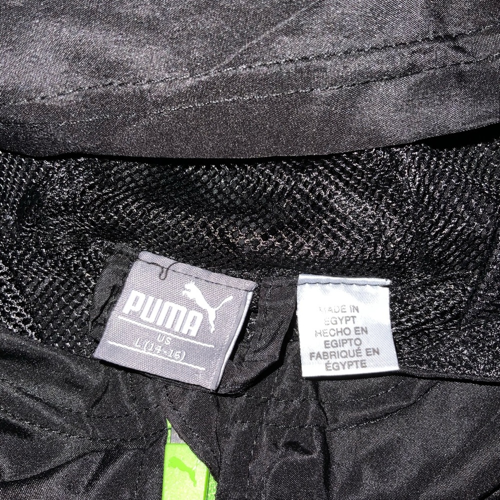 Puma Boys Half Zip Windbreaker Jacket Black Blue‎ Green Colorblock Size L 14-16 - Picture 2 of 2